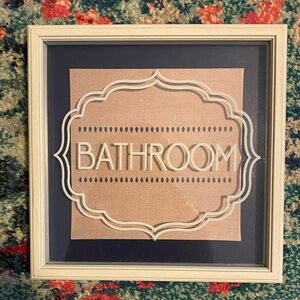 Wood And Glass Bathroom Framed Wall Signage